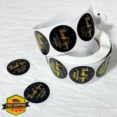 Henalog Thank You Stickers Black 1 inch 500 Pcs