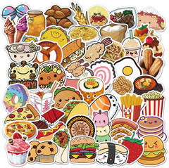 50Pcs Cute Food Stickers for Kids and Adults – Vinyl Stickers for Scrapbooks & W