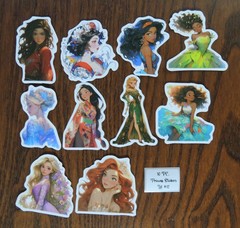 Cute or Realistic- Princess Stickers -10 PCs- 10 style options! See Description
