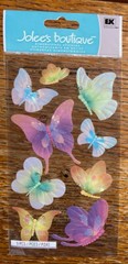RARE Jolees Velum Butterflies Butterfly Colorful Glittery 3D Scrapbook Stickers