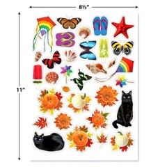 SEASONAL STICKERS SEALS Full Sheet Christmas Fall Summer Spring #66