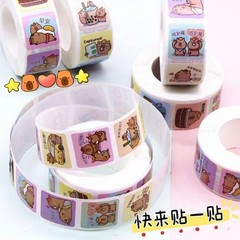 500 Sheets/Roll Cute Kapibara Coiled Stickers – Waterproof PET Decals for DIY Jo