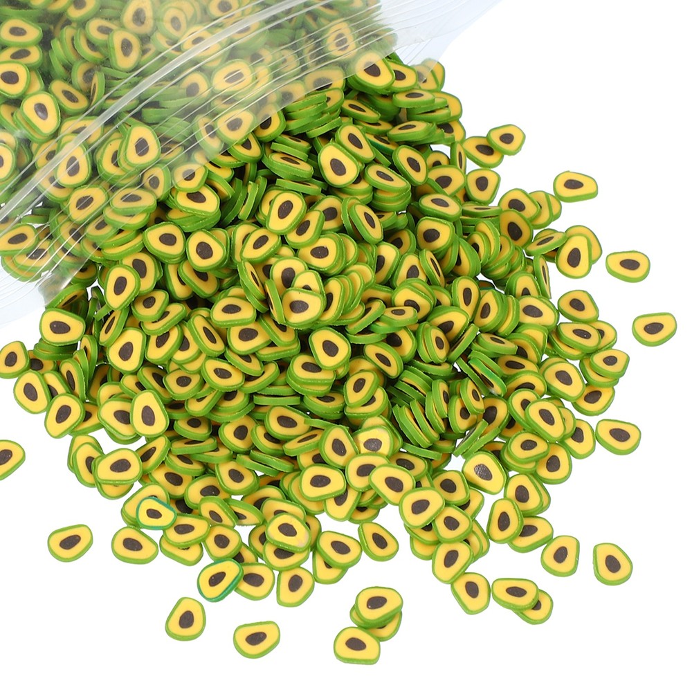 Polymer Clay Slices, 100g Avocado Shape Slice Fruit Art Slices, Yellow Green
