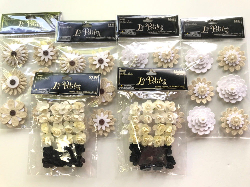 Paper Studio La Petites Canvas Flowers Scrapbook Stickers Lot Roses Wedding