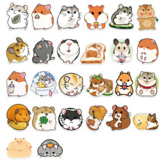 (50 pcs) Cute Hamster Stickers – PVC Waterproof High Definition UV Stickers
