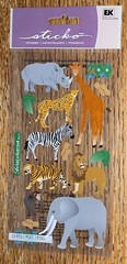 Sticko Zoo Animals Monkey Rhino Tiger Giraffe Lion Elephant Scrapbook Stickers