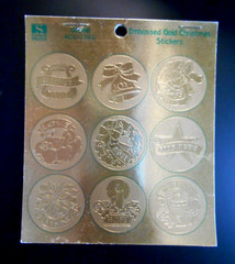 52 VTG Standard Publishing Embossed GOLD FOIL Seal Stickers Christmas Holiday
