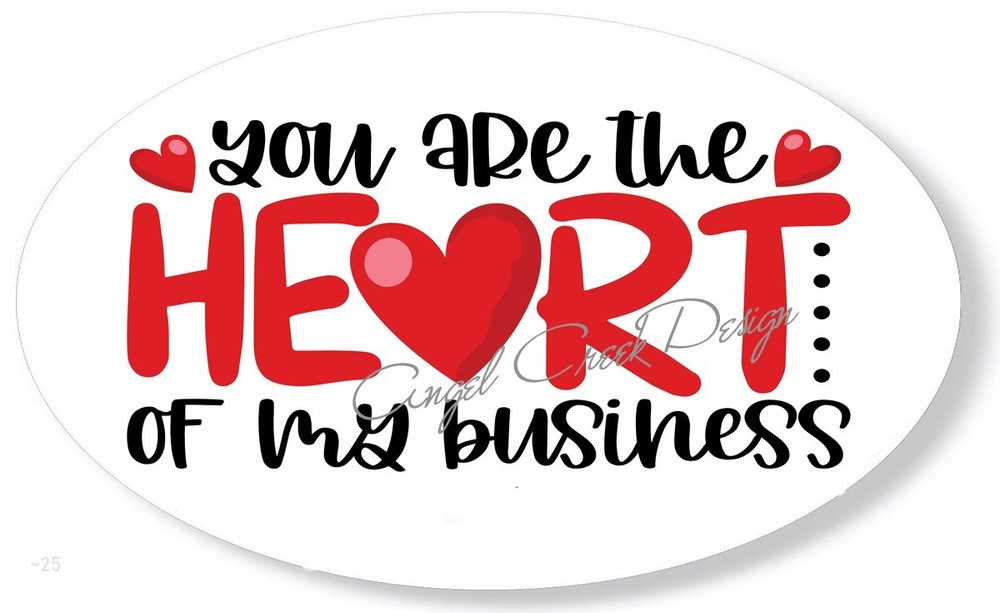 HEART OF MY BUSINESS ORDER OVAL STICKERS ENVELOPE SEALS SCRAPBOOK STICKERS