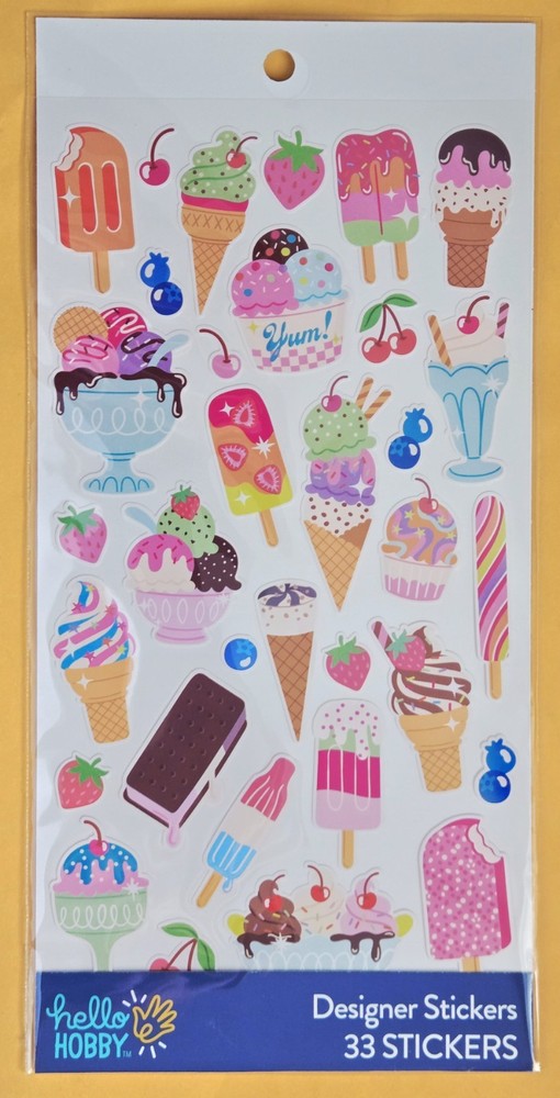 Ice Cream Sticker Sheet/ 33 pieces / Hello Hobby