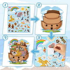 Easter Noah’S Ark Stickers – 12 Sets Self-Adhesive Vinyl Activity Pad