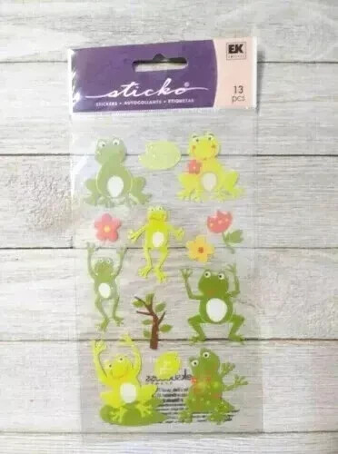 frogs EK Success fun stickers scrapbook glitter sparkled 13pc