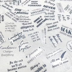 Set of 50 Transparent Stickers All Words are in Black & White