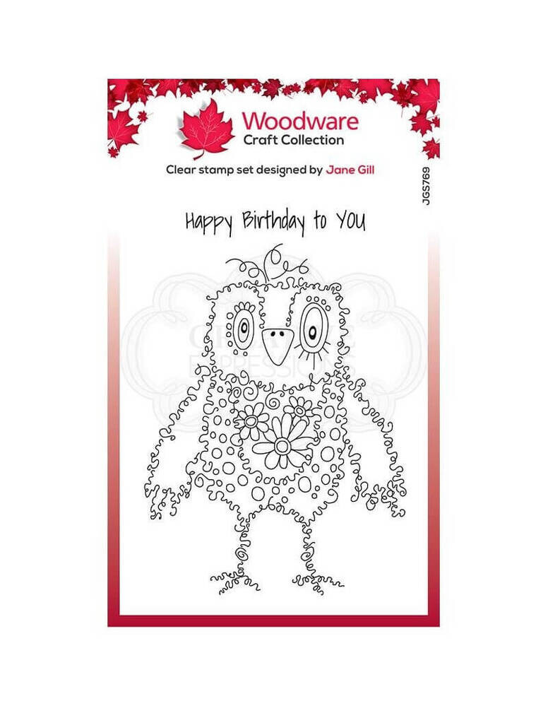 Woodware Craft Clear Stamp – FUZZY FRIENDS – HUGO
