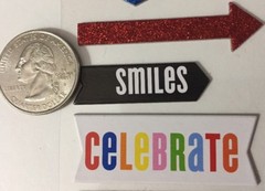 HAPPINESS PHRASE Chipboard Glittered Stickers(13pc)Smiles•Adventure•Love •Silly•
