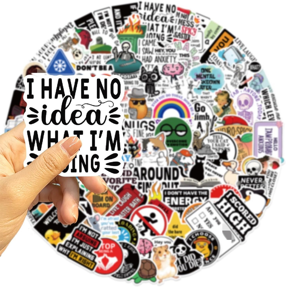 100 Pcs Waterproof Funny Stickers for Adults, Laptop IPAD E-Reader Journal