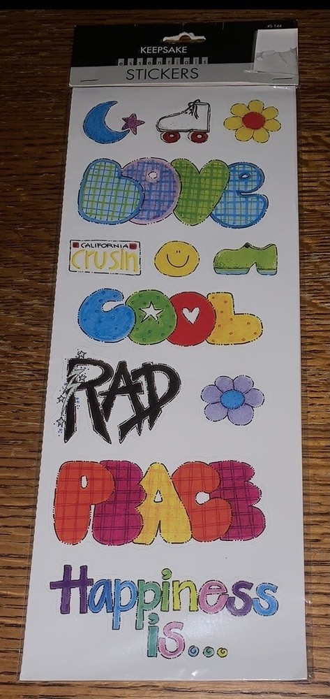 KeepSake Essentials Teen Lg Love Cool Rad Peace Happiness Is..Scrapbook Stickers