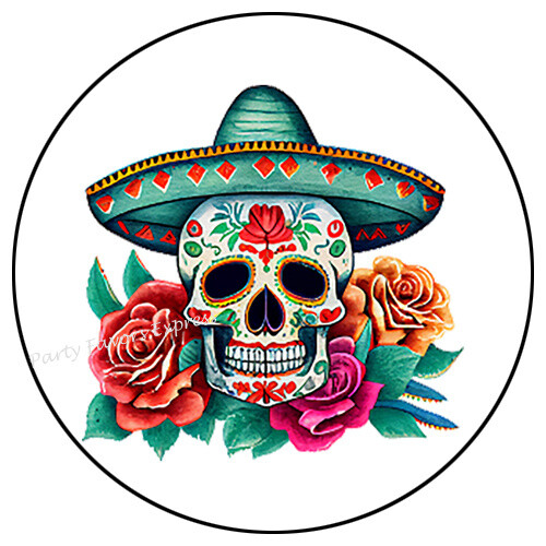 CINCO DE MAYO SKULL ENVELOPE SEALS LABELS PARTY FAVORS STICKERS