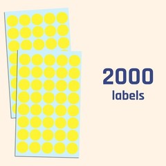 2000 Yellow Round Dot Stickers – 3/4 Inch Self-Adhesive Labels for Versatile Use