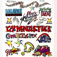 Gymnastics Stickers – Rare Vintage Sticker Sheet – NRN Designs – Words & Phrases