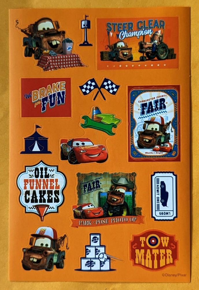 Disney Pixar Cars Sticker Single Sheet