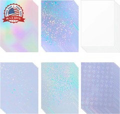 36 Sheets Holographic Sticker Paper Holographic Clear Vinyl Self Adhesive Waterp
