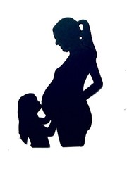 PREGNANT WOMAN, DAD & SISTER KISSING BELLY, DOCTORS VISIT + SILHOUETTE DIE CUTS