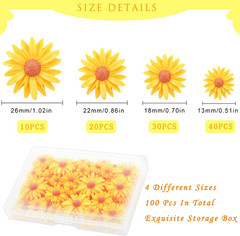 100 Pcs Resin Daisy Decor Daisy Embellishment Epoxy Sunflowers Craft Decorations