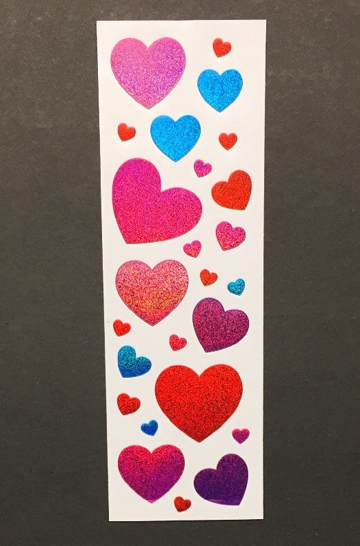 Heart Sticker Mod Vintage 80’s 90’s Glitter Glittery Red Pink Purple Blue Hearts
