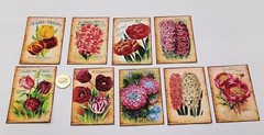 9-Vintage Style-Flowers-Seed Packet-Floral-Botanical-Linen Cardstock-Stickers