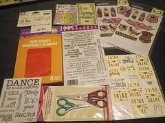 Scrapbook & Card Lot Rub-ons, Stickers, Printer Paper, Scissors, Paper Crimper