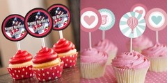 12- Football Basketball Hockey Muffin Cake Toppers Scrapbook BottleCap ST