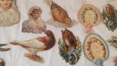 Fantastic Lot Antique Die Cut Scraps Dogs Cats Horses Children Birds 1800s