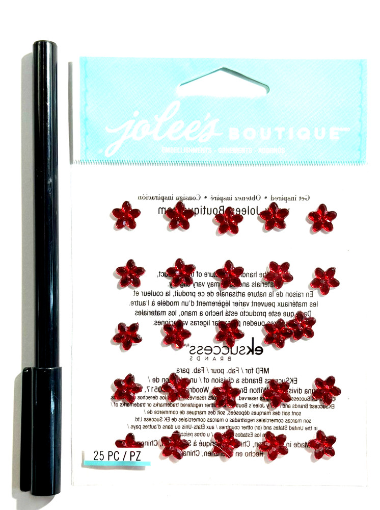 Red Rhinestone Flowers Jolee’s Stickers Scrapbooking Card Journal Planner
