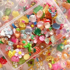 60pcs Embellishments Cute Set, Flat Back Bulk Mixed Resin Ornament Scrapbooking