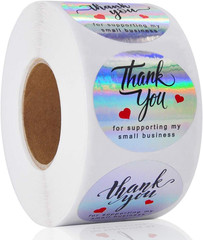 Thank You for Supporting My Small Business Stickers, 1.5 Inch Holographic Labels