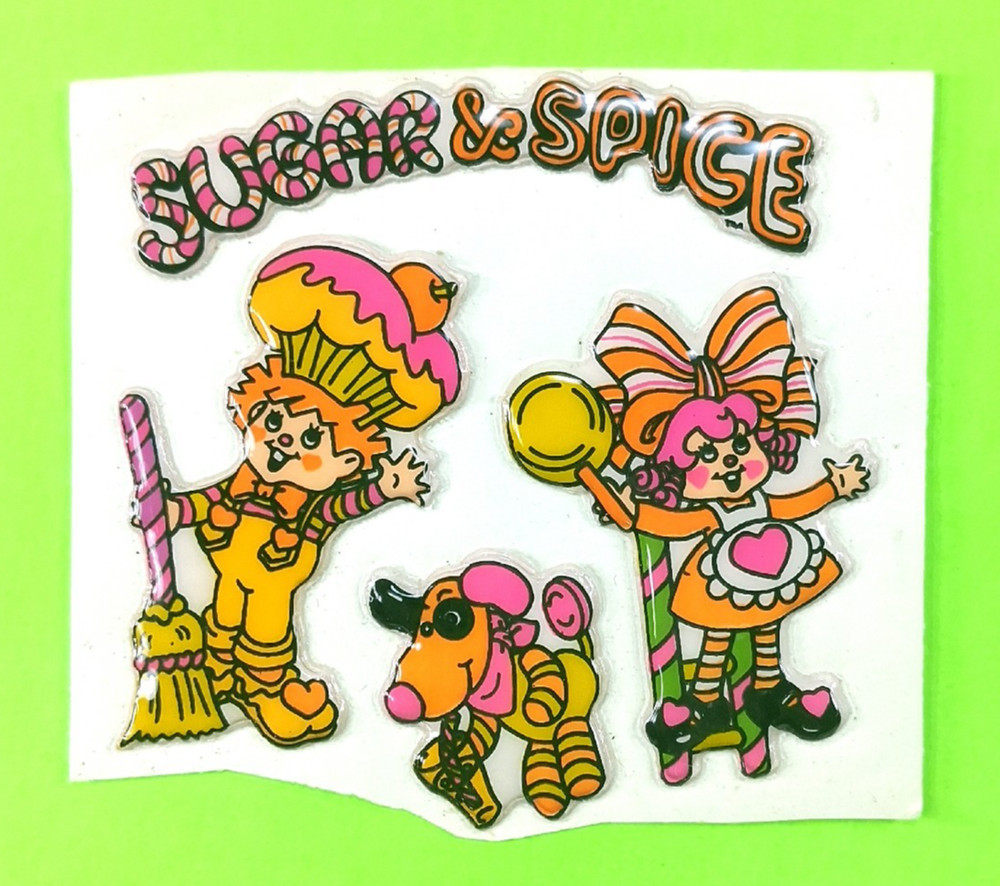 Vintage 80’s Gordy Sugar & Spice Puffy Stickers Partial Sheet Boy Girl Dog