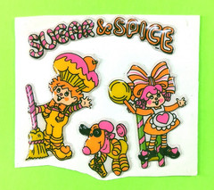 Vintage 80’s Gordy Sugar & Spice Puffy Stickers Partial Sheet Boy Girl Dog