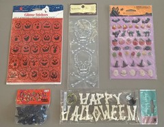 Halloween Party Lot 5 Crafts Skull Skeleton Bones Spiders Black Cats Bats READ