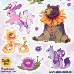 Stickii – Flower Animal Stickers – Unique Fantasy Animals Sticker Sheet – Crafts