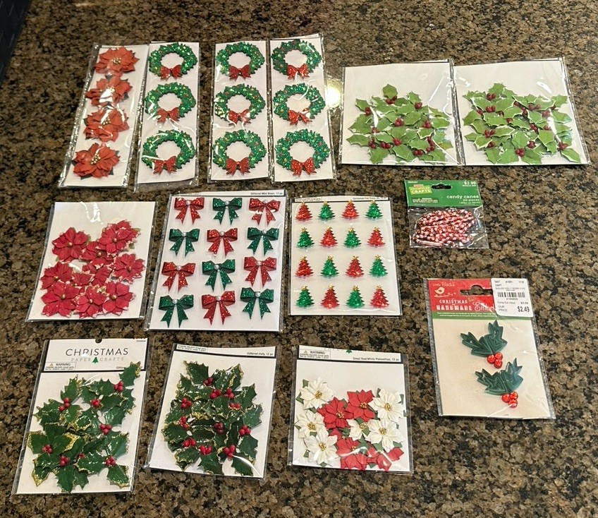 Lot of 14 Hobby Lobby CHRISTMAS Embellishments Scrapbook Cards Open Packages