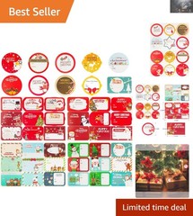 144-Pack Xmas Stickers with 36 Jumbo Designs – Versatile Labels for Every Gift