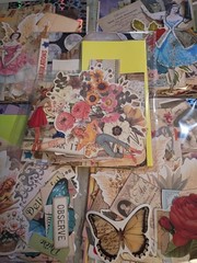 Junk Journal Mystery Ephemera Collection 75+ pieces Bag – Paper Stickers Cards