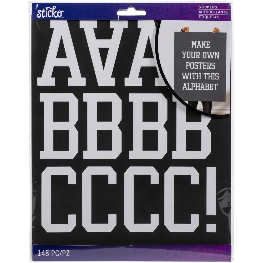 STICKO ALPHABET STICKERS – WHITE PLAYER PRO – EXTRA LARGE – 10 SHEETS – 6.6 cm