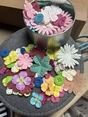 Prima Multicolor Paper/Felt Flower Scrapbooking Embellishments Mixed Lot