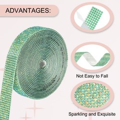 Self Adhesive Rhinestone Strips 6 Yards 0.55 Inch for Craft,Dark Green AB