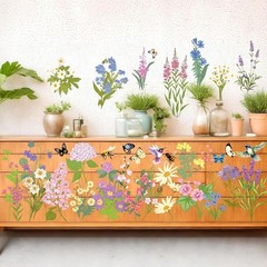 Wildflower Rub on Transfers for Furniture, Scrapbook