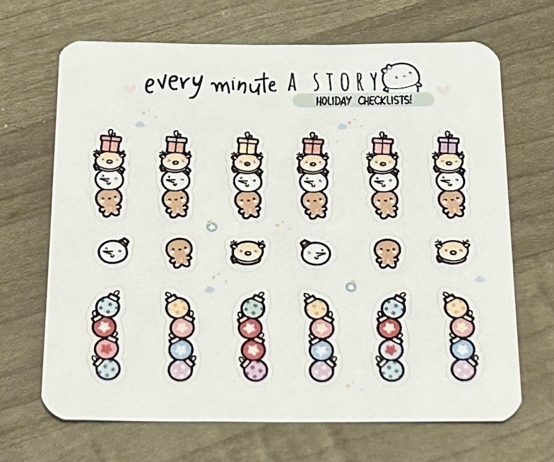 NEW Every Minute A Story Holiday Checklists Sticker Set EMAS Christmas Stickers
