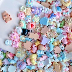 100 Pcs Pastel Animals Slime Charms Set, Bulk Cat Dog Bunny 1×1.5cm, C