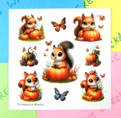 Squirrels & Pumpkins Small Sticker Sheet