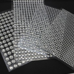 3 Sheets Clear Bling Round Rhinestones Gems Self-Adhesive Sticker Flat Back